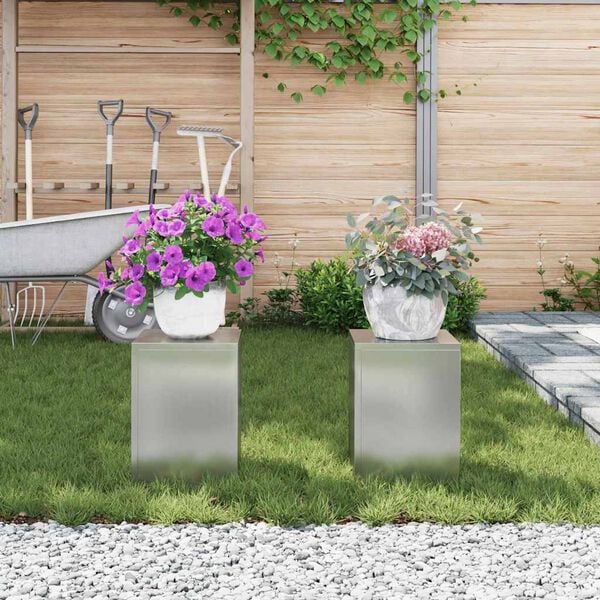 vidaXL Стойка за растения 2 pcs Сребрист 24 x 24 x 35 см