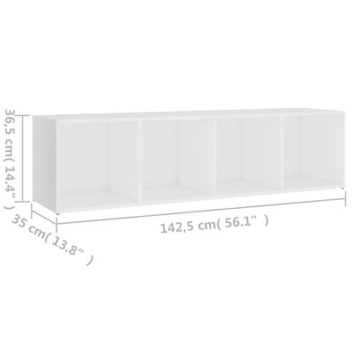 vidaXL ТВ шкаф, бял, 142,5x35x36,5 см, ПДЧ
