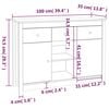 vidaXL Сайдборд, черен, 100x35x74,5 см, бор масив