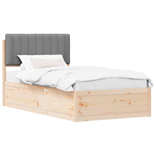 vidaXL Леглова рамка с тапицирана гръбна част Светлосиво 100 x 200 cm