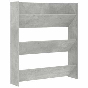 vidaXL Стенен шкаф за обувки, бетонно сив, 80x18x90 см, ПДЧ