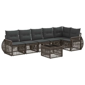 vidaXL Градински Софа Комплект 7 pcs Сив и тъмен сив полиратан