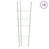 vidaXL Стойки за цветя с 4 пръстена, 5 бр, зелени, 90 см, стомана