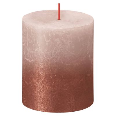 Bolsius Рустик колонни свещи Sunset, 4 бр, 80x68 мм, розово и кехлибар