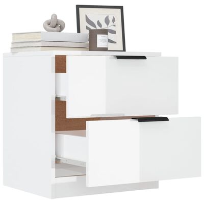 vidaXL Нощни шкафчета, 2 бр, бял гланц, инженерно дърво