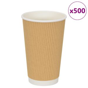 vidaXL Хартиени чаши за кафе 500 бр. 16oz 400ml Кафяво