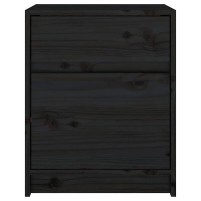 vidaXL Нощно шкафче, черно, 40x31x50 см, бор масив