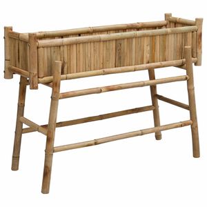 vidaXL Градински сандък с държач Естествен 100 x 38 x 74 см Бамбук