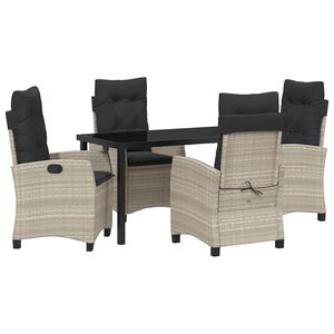 vidaXL Комплект за хранене в градината 5 pcs Светлосиво полиратан