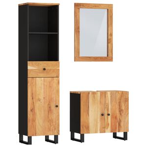 vidaXL Комплект мебели за баня, 3 части, масивна акациева дървесина