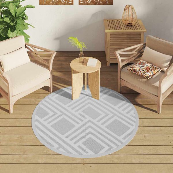 vidaXL Килим за открито, ARAKIL сив, &Oslash;120 см, PP