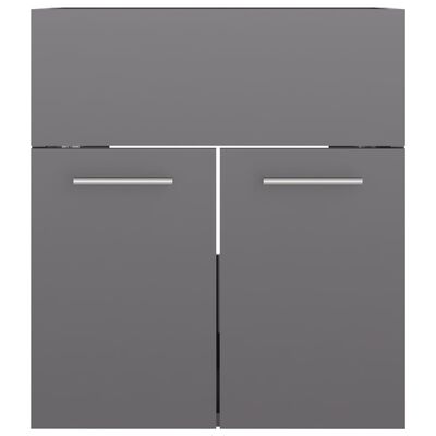 vidaXL Долен шкаф за мивка, сив гланц, 41x38,5x46 см, ПДЧ
