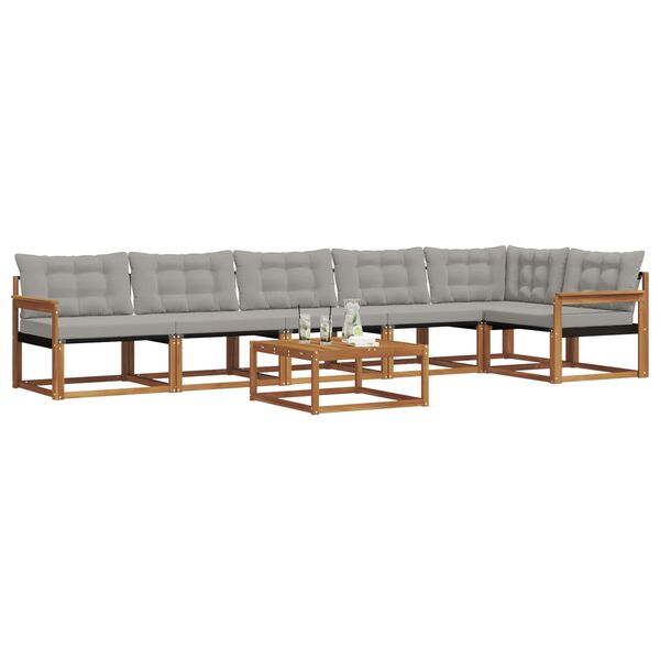 vidaXL Комплект дивани за открито 7 pcs Естествено и светло сиво