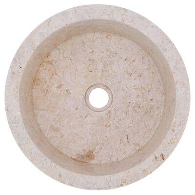 vidaXL Кремава мивка, Ø40x15 см, мрамор