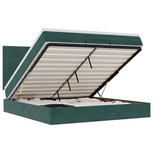 vidaXL Османска легло с матраци и LED, тъмнозелено, 180x200 см, кадифе