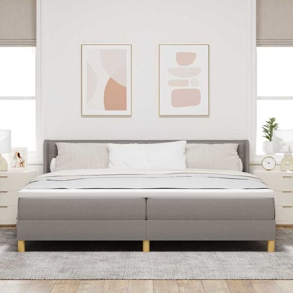 vidaXL Легло с пружинирана основа Таупе 200 x 200 cm Полиестер