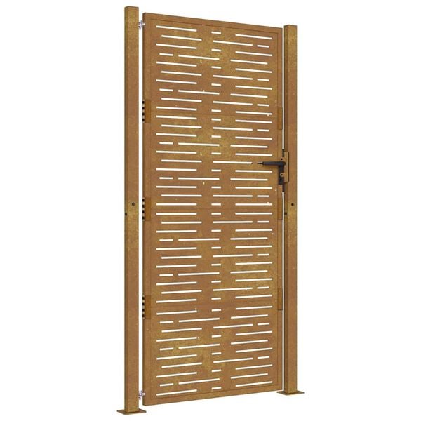 vidaXL Градинска порта 100x175 см, кортенова стомана, квадратен дизайн