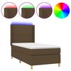 vidaXL Боксспринг легло с матрак и LED, тъмнокафява, 90x190 см, плат