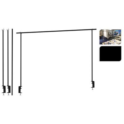 ProGarden Декоративен прът за маса със закрепваща скоба, метал, черен