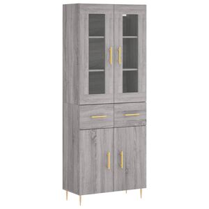 vidaXL Висок шкаф, сив сонома, 69,5x34x180 см, инженерно дърво