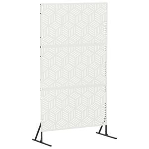 vidaXL Екран за уединение 100 x 50 x 180 см Стомана Бяло