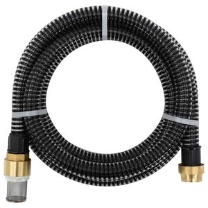 vidaXL Смукателен маркуч с месингови съединители черен 1,1" 3 м PVC