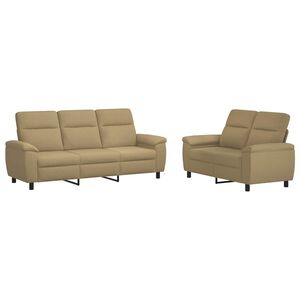 vidaXL Комплект дивани 2 pcs Светло кафяво Текстил