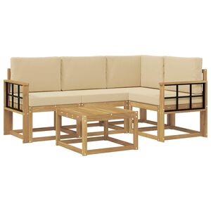 vidaXL Комплект дивани за открито с възглавница 5 pcs Бяло и Бежово