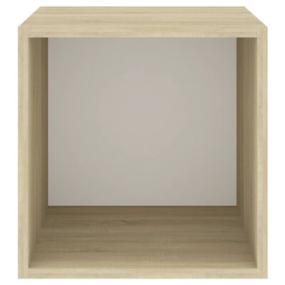 vidaXL Стенен шкаф, бяло и дъб сонома, 37x37x37 см, ПДЧ