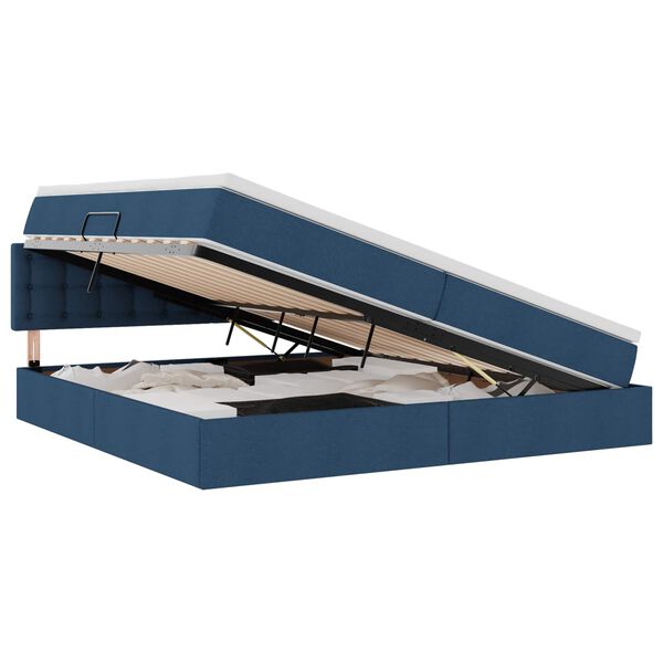 vidaXL Легло с място за съхранение и матрак Синьо 200 x 200 cm