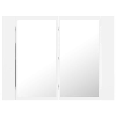 vidaXL Шкаф с LED огледало за баня, бял, 60x12x45 см, акрил