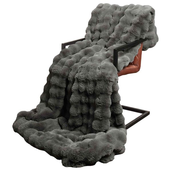 vidaXL Пухено одеяло от зайче Тъмен сив 150 x 220 cm Полиестер