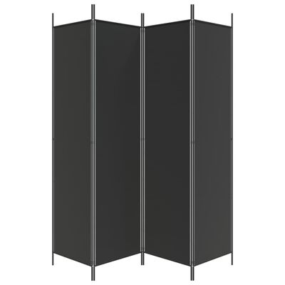 vidaXL Параван за стая, 4 панела, черен, 200x200 cм, плат
