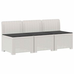vidaXL Пейка за градина с Cushions във вид на ратан ПП Бяло
