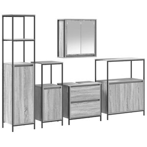 vidaXL Комплект мебели за баня 5 бр. Сив 36 x 35 x 165 см