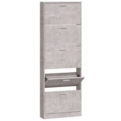 vidaXL Шкаф за обувки, бетонно сив, 59x17x169 см, инженерно дърво