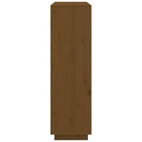 vidaXL Висок шкаф, меденокафяв, 110,5x35x117 см, бор масив