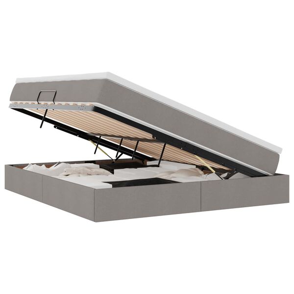 vidaXL Легло с място за съхранение и матрак Таупе 180 x 200 cm