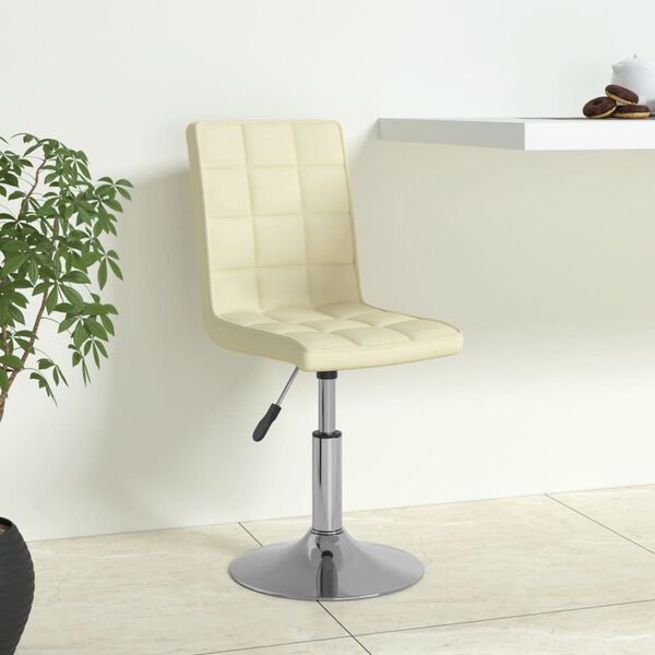 vidaXL Въртящи се трапезни столове, 4 бр, кремави, текстил