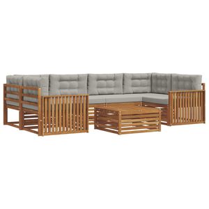 vidaXL Комплект дивани за открито 7 pcs Естествено и светло сиво