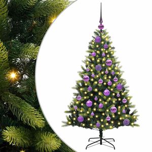 vidaXL Изкуствен коледен дърво с панти 150 LEDs Зелено 120 cm PVC и PE
