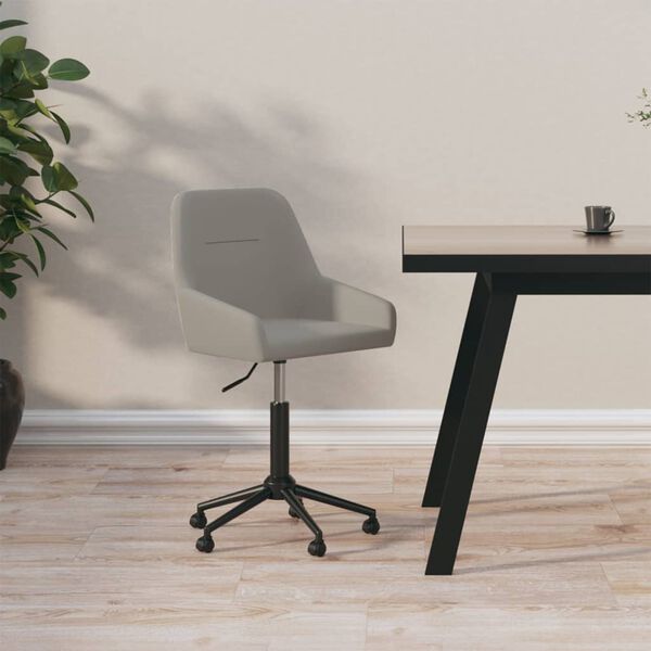 vidaXL Въртящ се офис стол, светлосив, кадифе