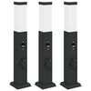 vidaXL Осветителни стълбове с датчик и контакт, 3 бр., 50 см, черни, IP44
