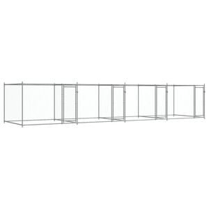 vidaXL Кучешка клетка с врати сива 8x2x1,5 м поцинкована стомана