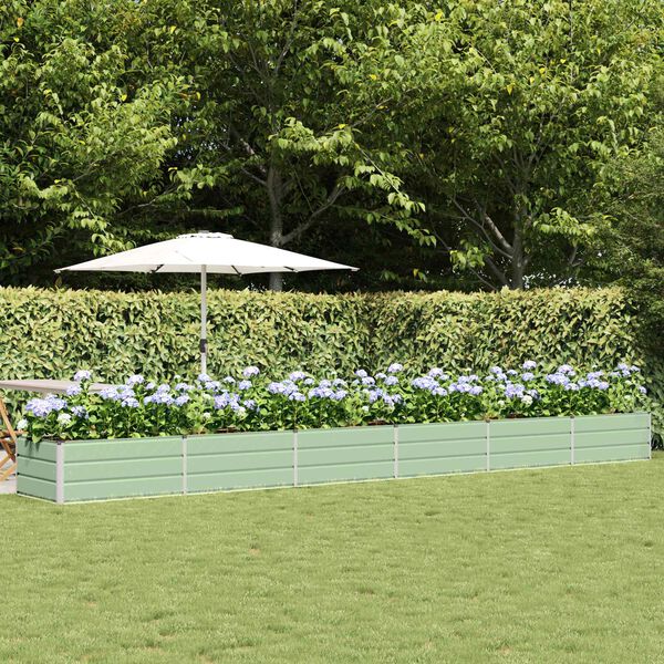 vidaXL Кашпа Зелен 600 x 80 x 45 cm Стомана