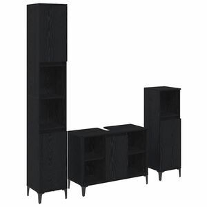 vidaXL Комплект мебели за баня с рафт 3 pcs Черен дъб Инженерно дърво