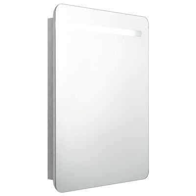 vidaXL LED шкаф с огледало за баня, бетонно сив, 60x11x80 см