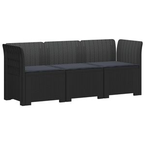 vidaXL Пейка за градина с Cushions във вид на ратан ПП Антрацит