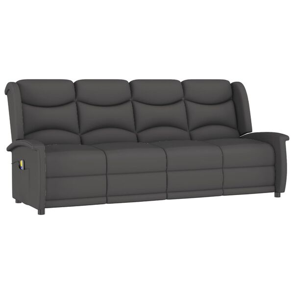 vidaXL 4-местен масажен реклайнер, тъмносив, микрофибърна тъкан