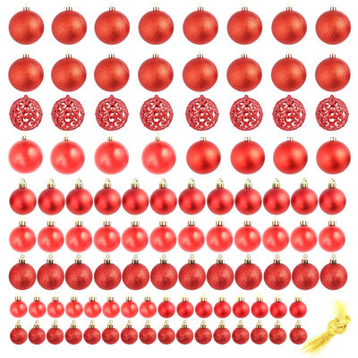 vidaXL Комплект коледни топки от 100 части, 3/4/6 см, червени